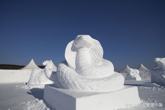 12生肖雪雕落户长春净月雪世界 猪猪造型最可爱